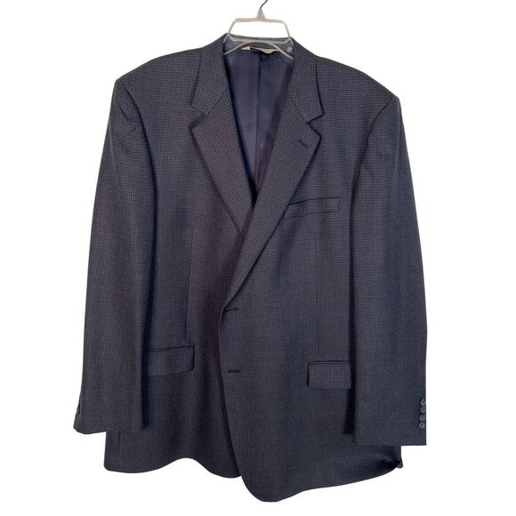 Pronto Uomo Mens 50L Plaid Wool Blazer 2 Button Big&Tall Dinner Jacket Navy Blue - Picture 3 of 8